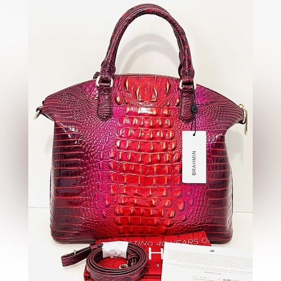 Brahmin Large Duxbury Satchel Ruby Ombre Red Dark Berry 40th Anniversary NWT - Picture 3 of 8